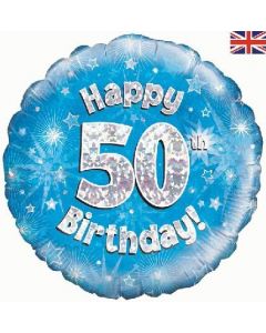 PALLONCINO MYLAR 50TH BIRTHDAY BLUE