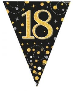 FESTONE BANDIERINE 18TH BLACK & GOLD