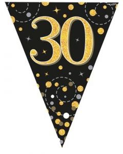 FESTONE BANDIERINE 30TH BLACK & GOLD