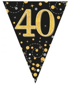 FESTONE BANDIERINE 40TH BLACK & GOLD