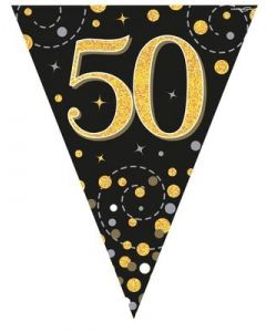 FESTONE BANDIERINE 50TH BLACK & GOLD