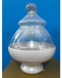 AMPOLLA IN VETRO LILLA PICCOLA CON TAPPO D.18CM H 26,5CM