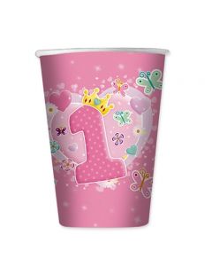 BICCHIERE 1° COMPLEANNO ROSA PZ. 10 