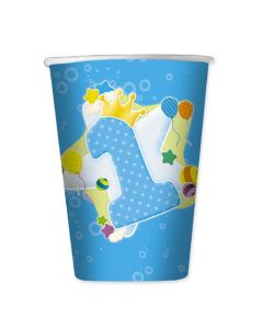 BICCHIERE STELLA 1° COMPLEANNO CELESTE  PZ. 10