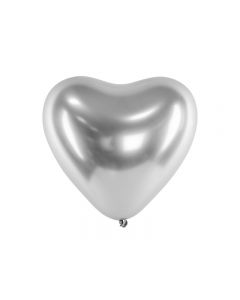 PALLONCINI 12" CUORI GLOSSY SILVER PZ.50