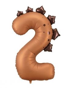 FOIL NUMERO 2 MARRONE DINOSAURO 92CM