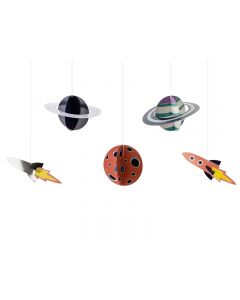 DECORAZIONI IN CARTONCINO SPACE PARTY PZ.5