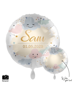 PALLONCINO DF MYLAR PERSONALIZZABILE TONDO NUVOLETTE