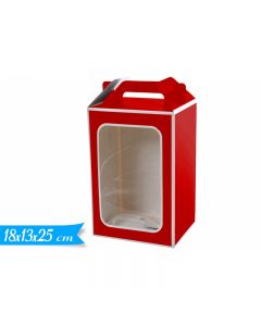 BUSTA CON MANICO ROSSO E BIANCO 20x30x16cm 