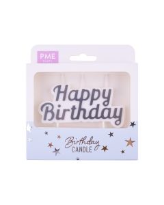 CANDLE TOPPER HAPPY BIRTHDAY SILVER