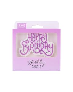 CANDLE TOPPER HAPPY BIRTHDAY GLITTER PINK