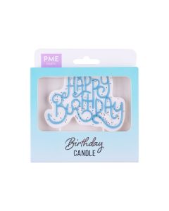 CANDLE TOPPER HAPPY BIRTHDAY GLITTER BLUE