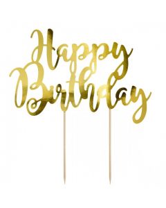 CAKE TOPPER HAPPY BIRTHDAY GOLD