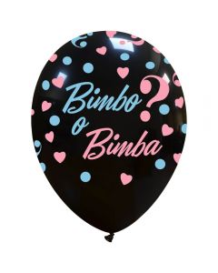 PALLONCINI NERI GENDER REVEAL STAMPATI BIMBO O BIMBA? PZ.100