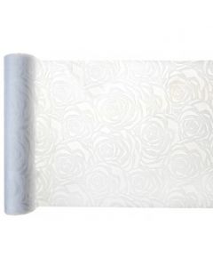 RUNNER DA TAVOLO BIANCO DECORATO ROSE BIANCHE