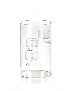 CILINDRO IN VETRO CON PORTA TEA LIGHT D.12CM H 30CM