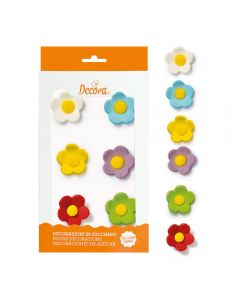 DECORAZIONI IN ZUCCHERO FIORELLINI GRANDI ASSORTITI PZ.6