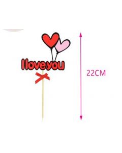 CAKE TOPPER LOVE YOU ROSSO 22cm  LV