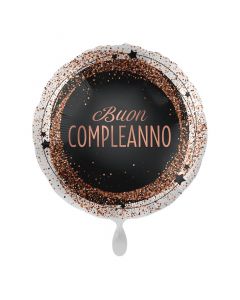 PALLONCINO DF MYLAR BUON COMPLEANNO ROSE GOLD & BLACK