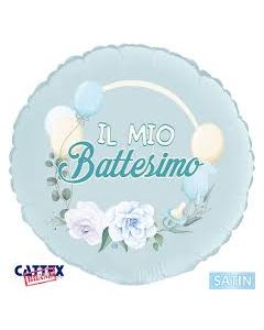 PALLONCINO MYLAR BATTESIMO CELESTE 18"