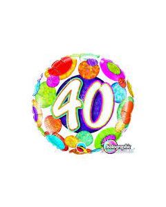 PALLONCINI MYLAR 40anni MULTICOLOR 18inch.