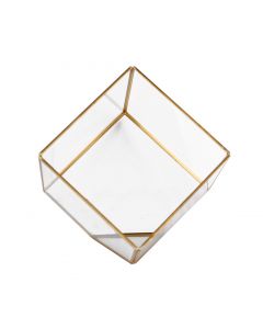 CUBO IN VETRO ORO 12,5X12,5cm  H12,5cm.