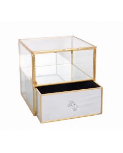 CASSETTA SPECCHIATA METALLO ORO 15X15cm H15,3cm.