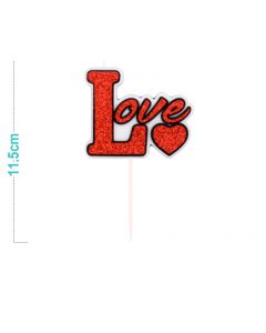 CANDELINA LOVE ROSSO GLITTER  12cm ED0248 LV