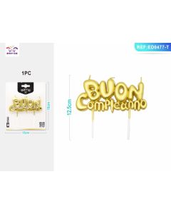CANDELA TOPPER BUON COMPLEANNO ORO ED0477-T