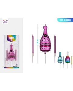 CANDELINA BUON COMPLEANNO BOTTIGLIA PZ.3 ED0665