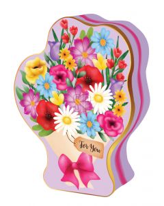 SCATOLA FLOWER BOUQUET ROSA CON BISCOTTI COOKIES