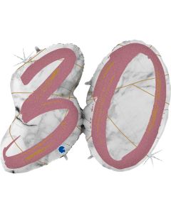 PALLONCINO MYLAR SUPERSHAPE 30TH MARBLE ROSE GOLD