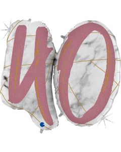 PALLONCINO MYLAR SUPERSHAPE 40TH MARBLE ROSE GOLD