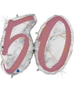 PALLONCINO MYLAR SUPERSHAPE 50TH MARBLE ROSE GOLD