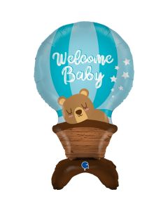 PALLONCINO MYLAR SUPERSHAPE STANDUPS MONGOLFIERA BABY BOY