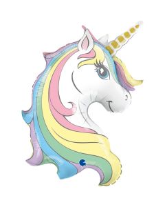 PALLONCINO MYLAR SUPERSHAPE TESTA UNICORNO PASTELLO G72031