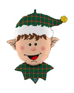 PALLONCINO MYLAR SUPERSHAPE TARTAN ELF HEAD