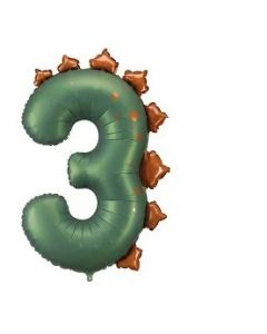 FOIL NUMERO 3 VERDE DINOSAURO 92CM