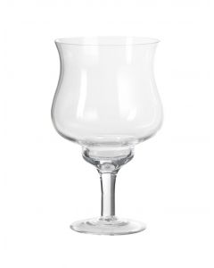 AMPOLLA IN VETRO TRASPARENTE PORTA CANDELA CON STELO D.13CM H 25CM