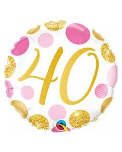 FOIL 40 ANNI ROSA E ORO 18"