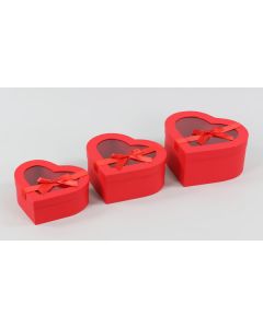 SET 3 SCATOLE CUORE TRASPARENTI ROSSO LV