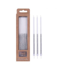 CANDELINE STELO BIANCO/ARGENTO GLITTER PZ.16