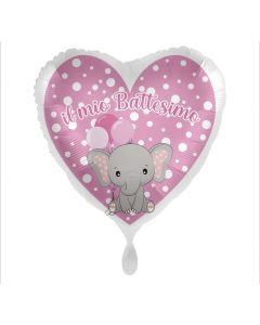 PALLONCINO DF MYLAR CUORE IL MIO BATTESIMO ROSA ELEFANTINO