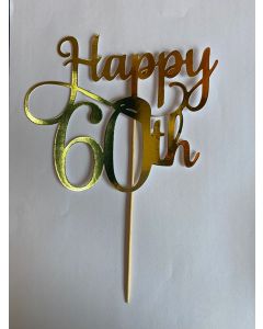 CAKE TOPPER HAPPY 60TH GOLD