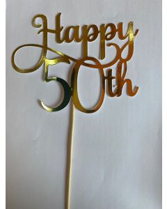 CAKE TOPPER HAPPY 50TH GOLD