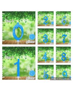 CANDELINA NUMERICA BLU GLITTER 7CM