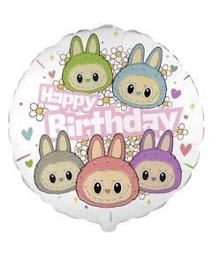 PALLONCINO MYLAR 18" BAD BUNNY (LABUBU) HAPPY BIRTHDAY ROSA