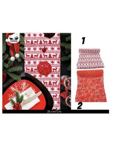 RUNNER DA TAVOLO IN TESSUTO CON DECORAZIONI IN VELLUTINO