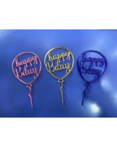 MINI CAKE TOPPER IN PLEX "HAPPY B'DAY"