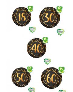 PALLONCINO MYLAR NERO E ORO ETA'